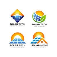 solar panel tech logo design template vector