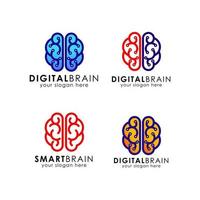 Digital brain logo icon design template vector