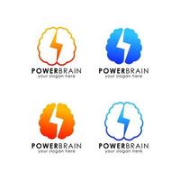 Power brain logo design template vector