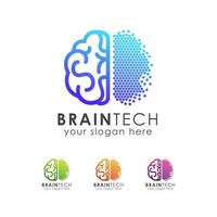 Digital brain logo icon design template vector