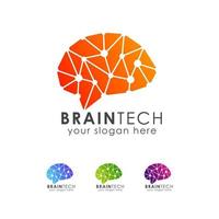 Brain tech logo icon design template vector