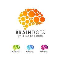 Digital brain logo icon design template vector