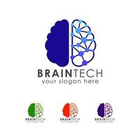 Brain tech logo icon design template vector