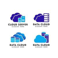 cloud server logo design template vector