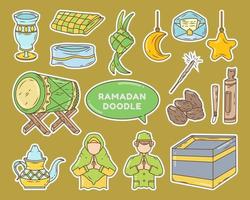 dibujado a mano elemento de ramadán dibujos animados doodle pegatina vector