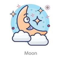 Moon with cloud vector