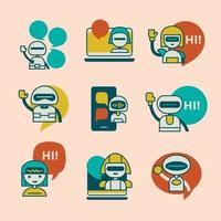 Modern Robots Icons Set vector