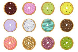 Set of donut elements cartoon style Vector illustration isolated on white background