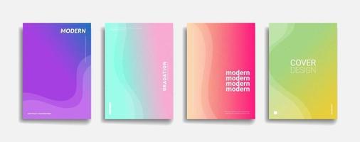 bright gradient color abstract line pattern modern background cover design set vector