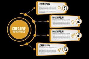 Infographics 4 options or steps circle elements chart black template vector