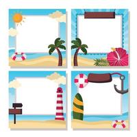 Four Set Of Refreshing Summer Themed Photo Frame vector