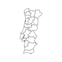 Doodle Map of Portugal With States vector