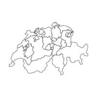 Doodle Map of Switzerland With States vector