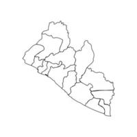 Doodle Map of Liberia With States vector