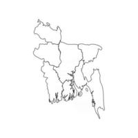 Doodle mapa de bangladesh con estados vector