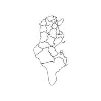 doodle mapa de túnez con estados vector