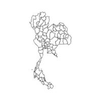 mapa del doodle de tailandia con estados vector