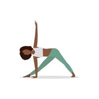 African woman doing yoga Vector illustration Isolated on the white background