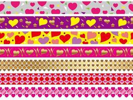 Valentines Day Easy To Use Seamless Vector Borders Set Isolated On A White Background