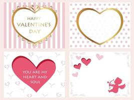 Valentines Day Vector Cards Set With Text Space Isolated On A Plain Background