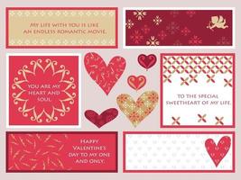 Valentines Day Vector Cards Set With Text Space Isolated On A Plain Background