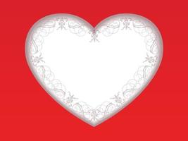 Valentines Day Vector Card Template With A White Recessed Heart Shaped Text Space On A Red Background