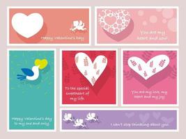 Valentines Day Vector Cards Set With Text Space Isolated On A Plain Background