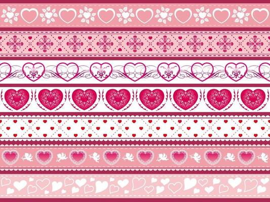 Valentines Day Easy To Use Seamless Vector Borders Set Isolated On A White Background