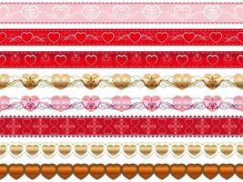 Valentines Day Easy To Use Seamless Vector Borders Set Isolated On A White Background