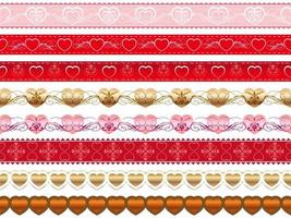 Valentines Day Easy To Use Seamless Vector Borders Set Isolated On A White Background