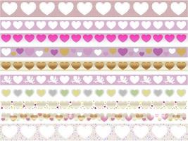 Valentines Day Easy To Use Seamless Vector Borders Set Isolated On A White Background