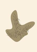 Flowers and leaves continuous line art modern art frame vector