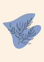 Flowers and leaves continuous line art modern art frame vector