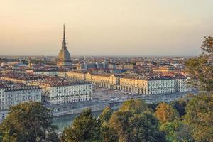 The city of Turin at sunset