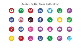 social media logos and icons 3d type vector