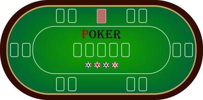 Vectorial illustration of poker table in green on white background with chips and card space vector