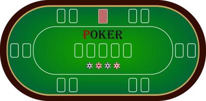 Vectorial illustration of poker table in green on white background with chips and card space vector