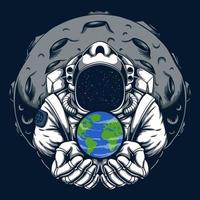 Astronaut safe earth vector illustration