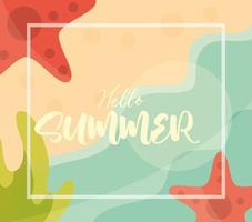 hello summer banner beach starfishes season vacations travel concept vector