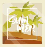 hello summer banner palm trees foliage tropical season vacations travel concept vector