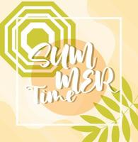 hello summer banner umbrella foliage nature season vacations travel concept vector