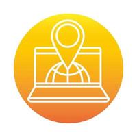 laptop world location pointer online education and development elearning gradient style icon vector