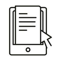 smartphone document click online education and development elearning line style icon vector