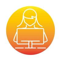 female student computer online education and development elearning gradient style icon vector