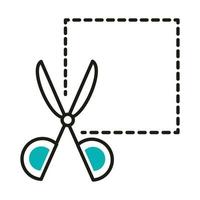 scissor with striped square line style icon vector design