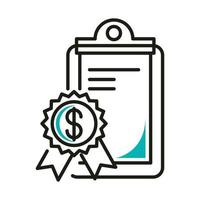 dollar seal stamp and document line style icon vector design