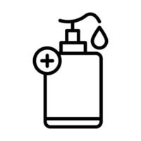 higiene personal de manos botella antiséptica prevención de enfermedades y cuidado de la salud icono de estilo de línea vector