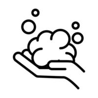 personal hand hygiene hand with foam disease prevention and health care line style icon vector