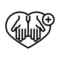 personal hand hygiene hands in heart disease prevention and health care line style icon vector