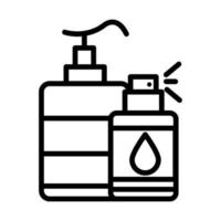 higiene personal de manos desinfectante gel botella de spray prevención de enfermedades y cuidado de la salud icono de estilo de línea vector